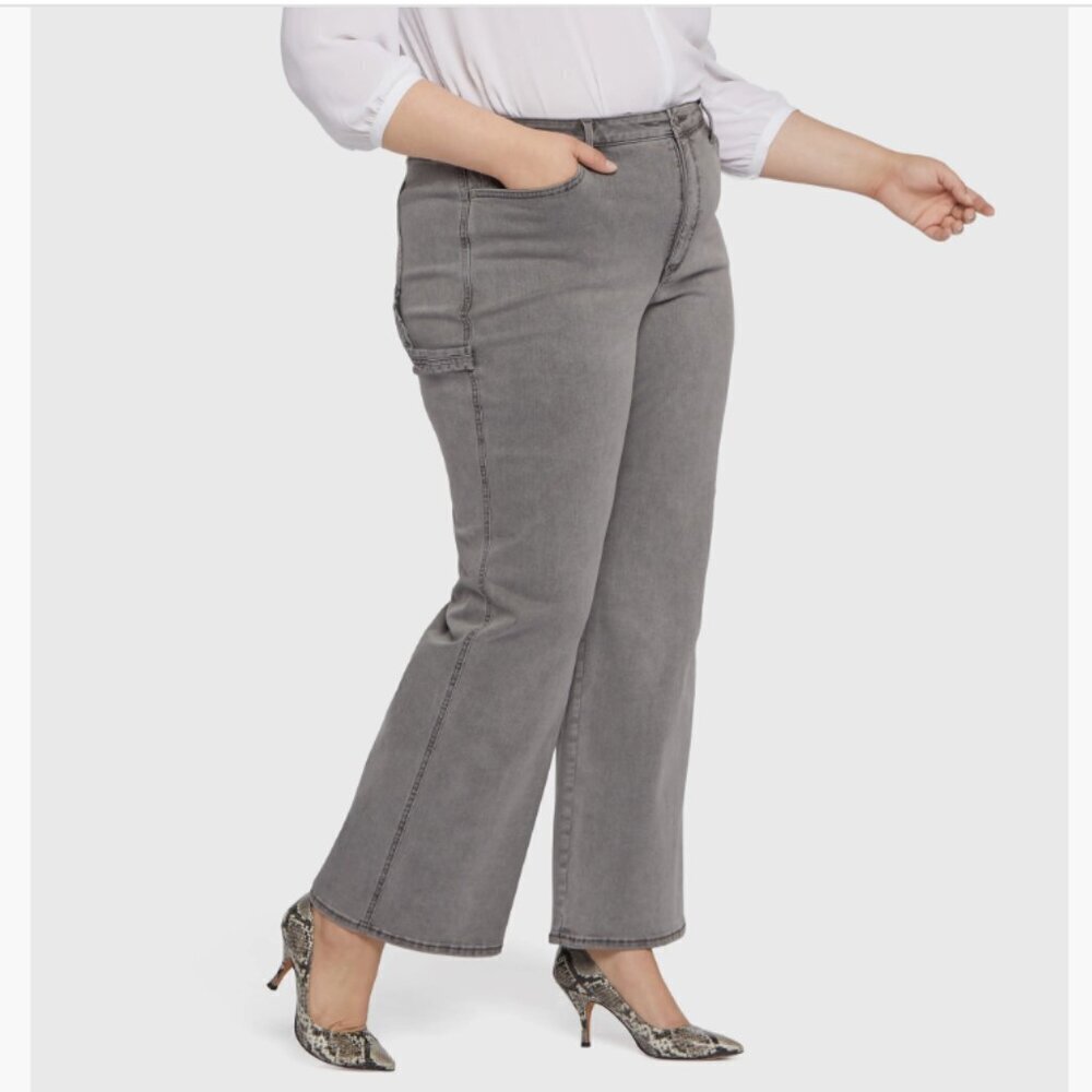 NYDJ 'Teresa' High Waist Grey Wash Utility Wide Leg Jean - Size 20W